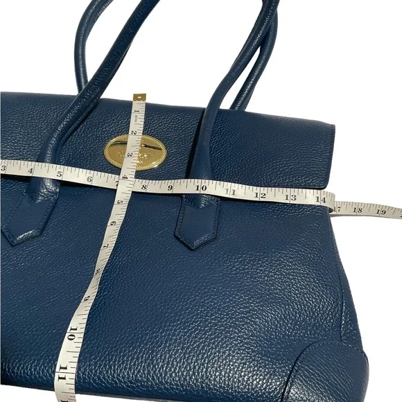 Roberto Cavalli Women’s Double Leather Handle Pebbled Blue Handbag - Picture 15 of 16